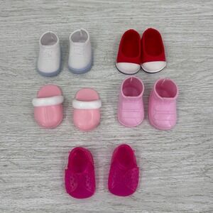 Our Generation Doll Shoes Lot 5 Pairs White Red Pink Blue Sneakers Boots Sandals